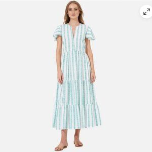 NWT Oliphant SZ XXS‎ Maxi Dress in Archer Green w/ Flutter Sleeve